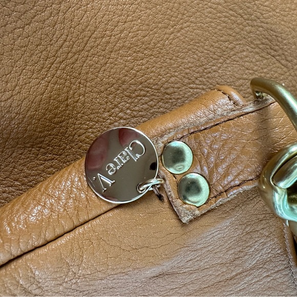 Clare V. Veronique Crossbody Tote Bag Tan Pebble Leather - Picture 10 of 15